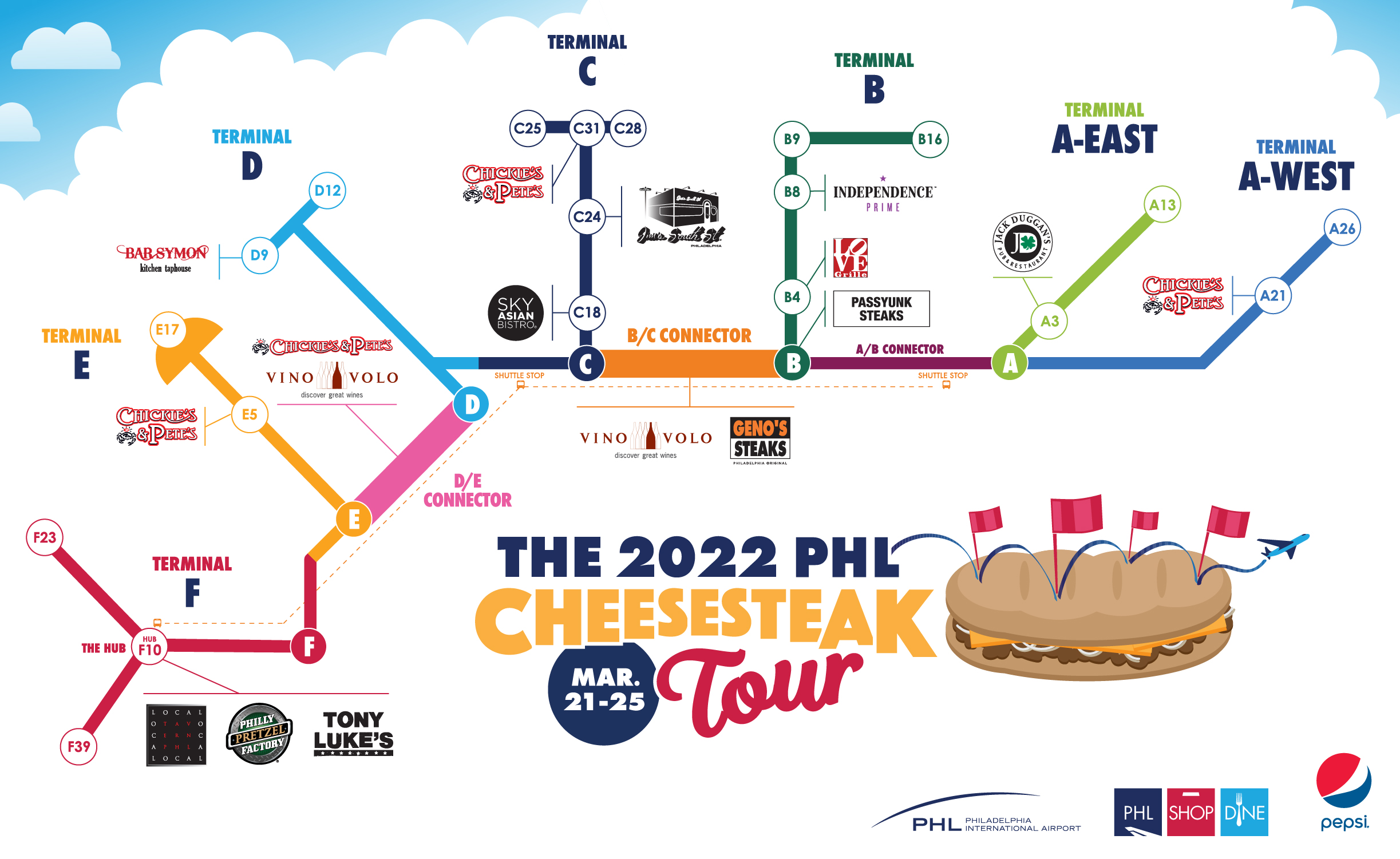 PHL 2022 Cheesesteak tour map