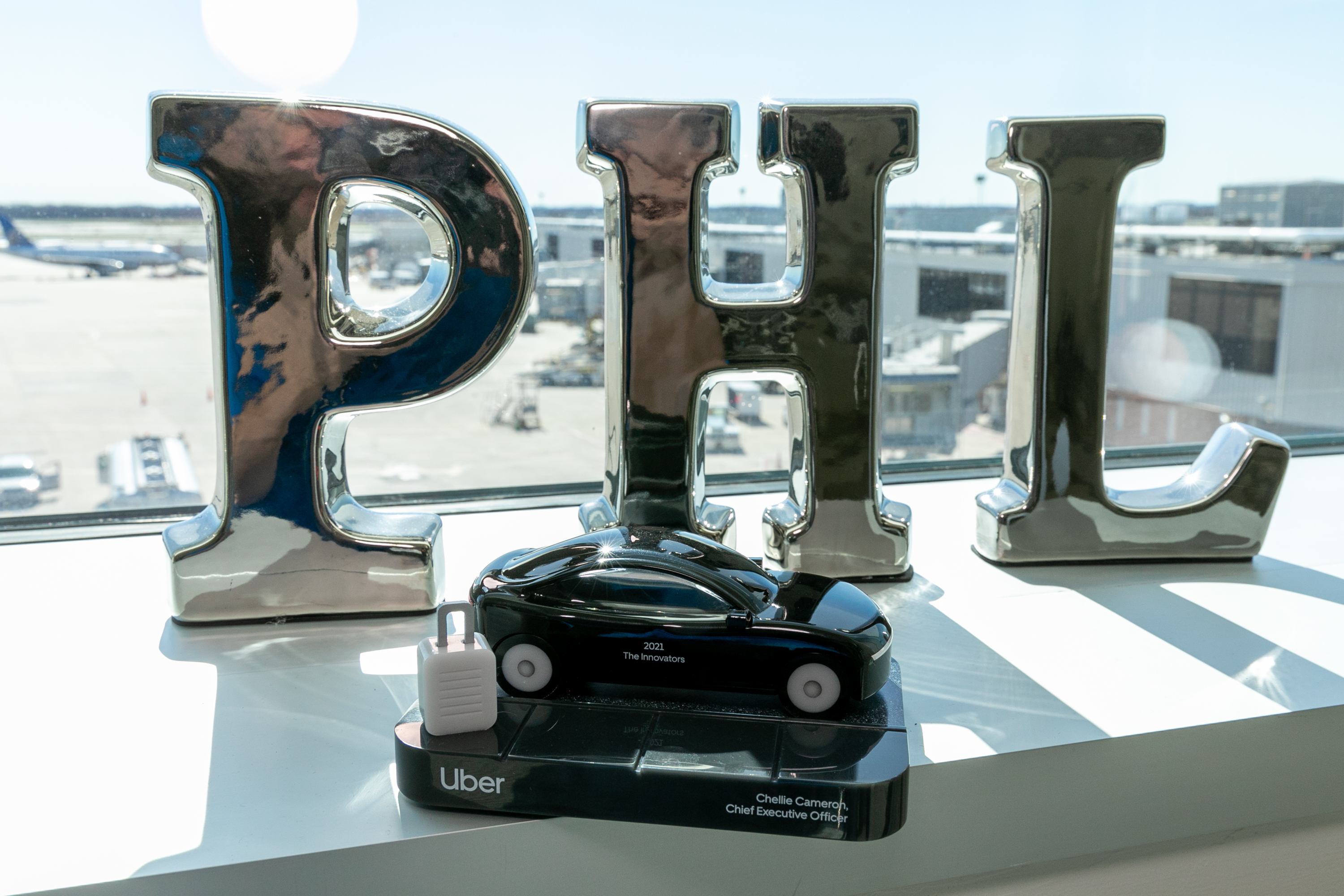 uber award with PHL in background