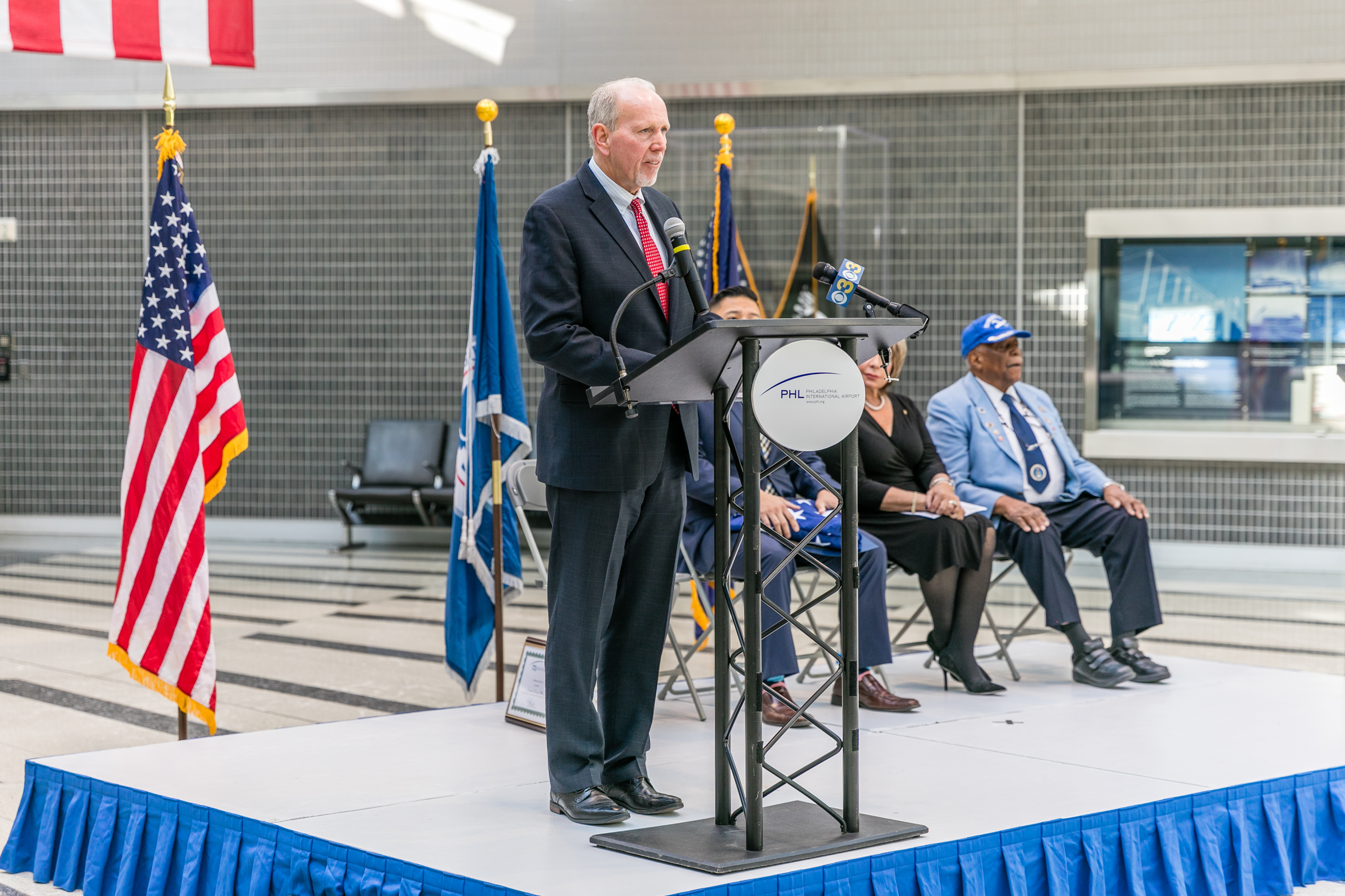 PHL COO Keith Brune, shown here at the 2019 Veteran's Day ceremony, has served on the PA Aviation Council Board Since 2011.