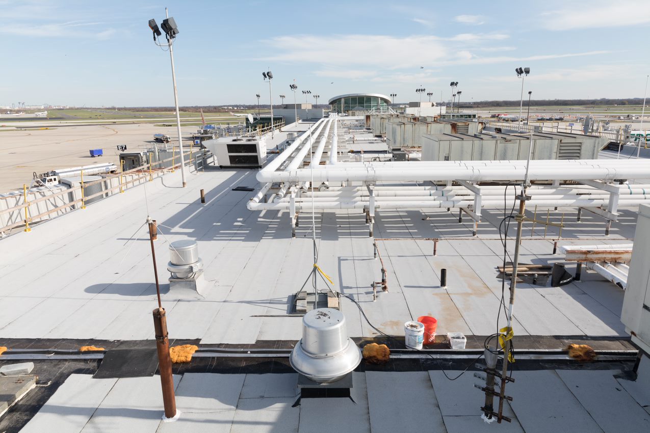 The newly replaced and enhanced roof at Terminal E.