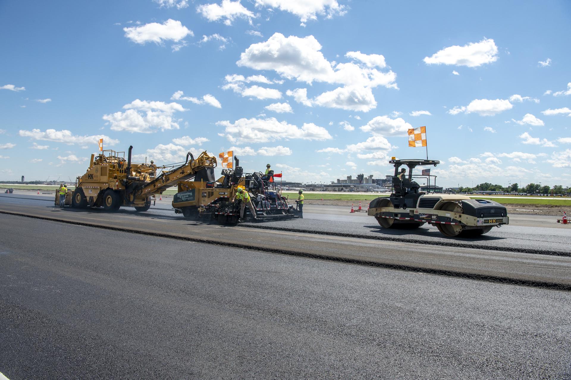 Contractors work on the rehabilitation of the East Airfield, which earned PHL an award