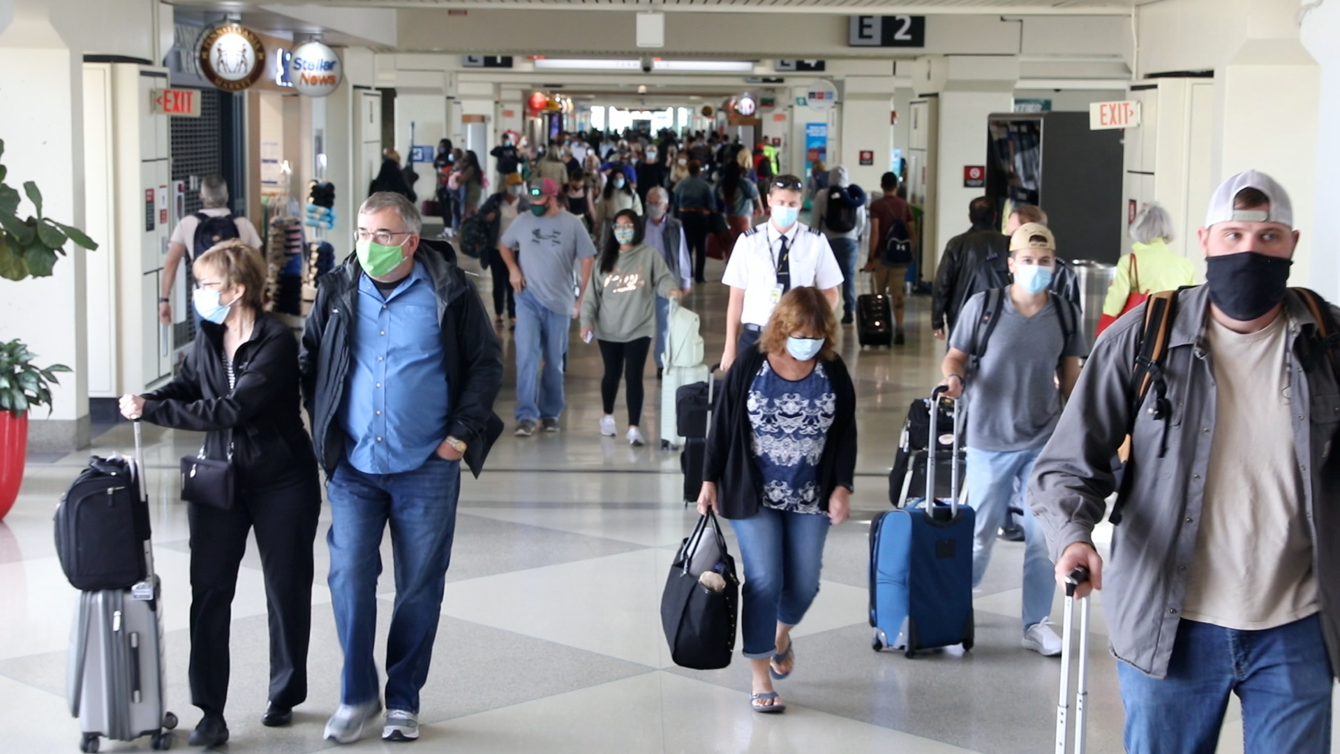 Passengers wearing masks