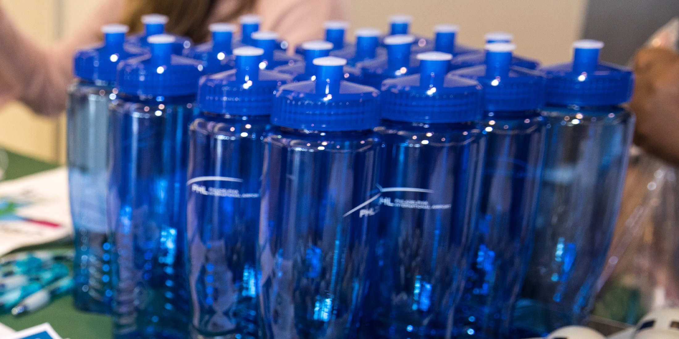 blue PHL water bottles
