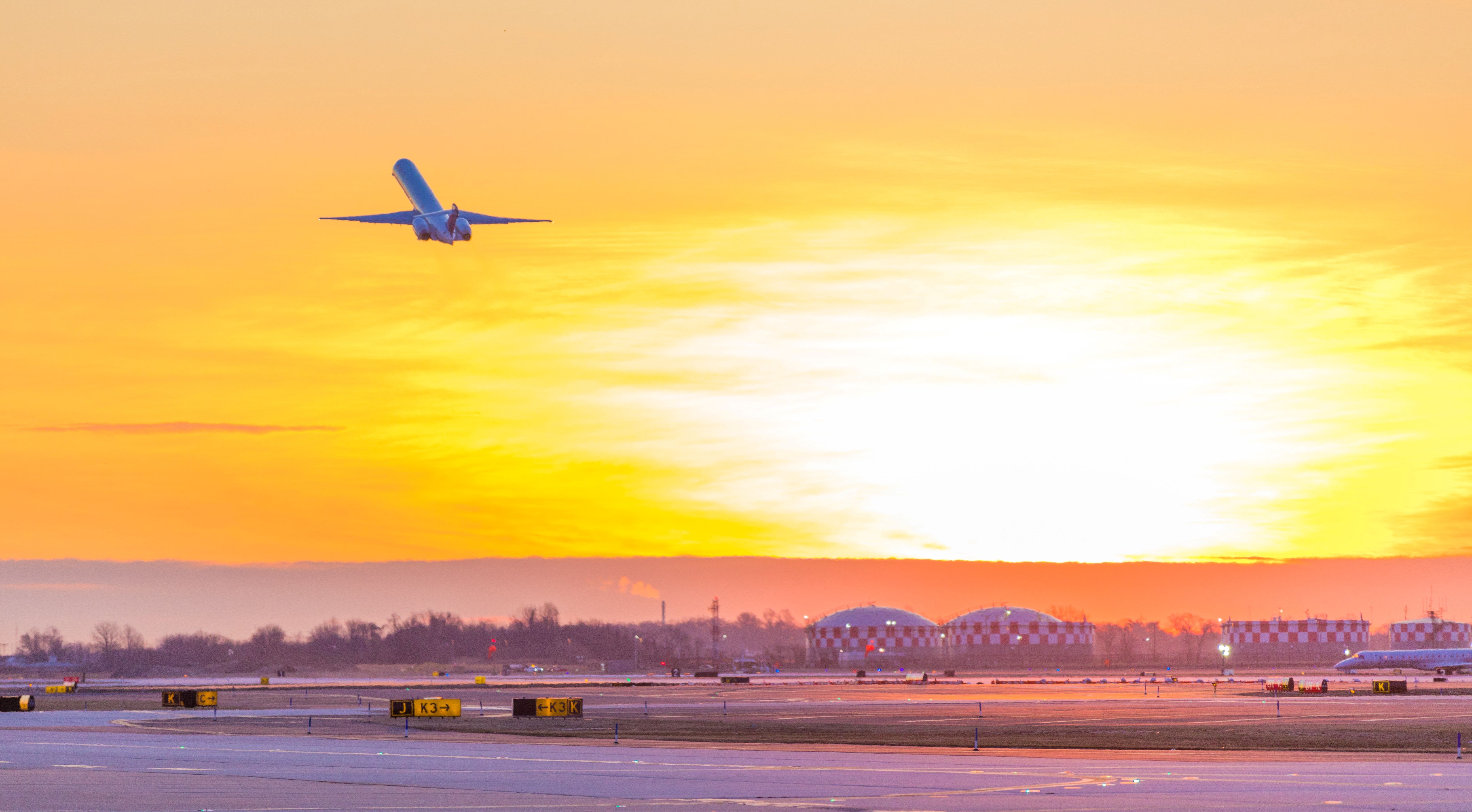 Sunrise and plane