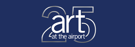 25 art at the airport. blue background 