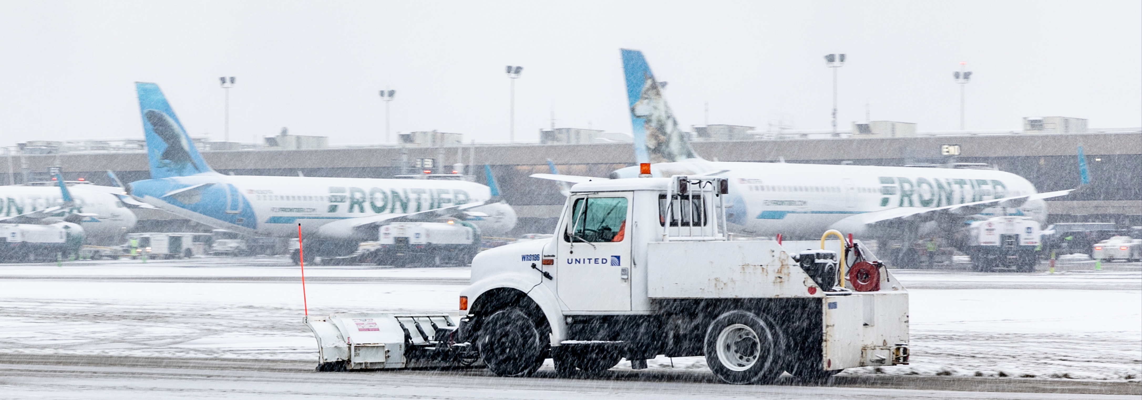 Frontier planes on airfield in the snow
