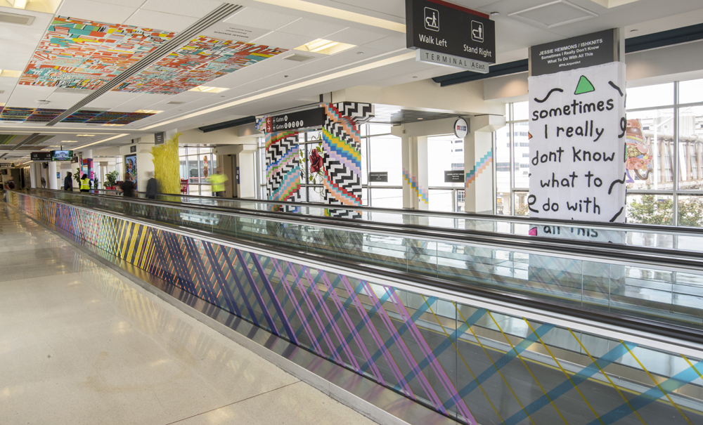 airport terminal corridor decorated