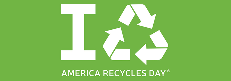I [recycle symbol] america recycles day