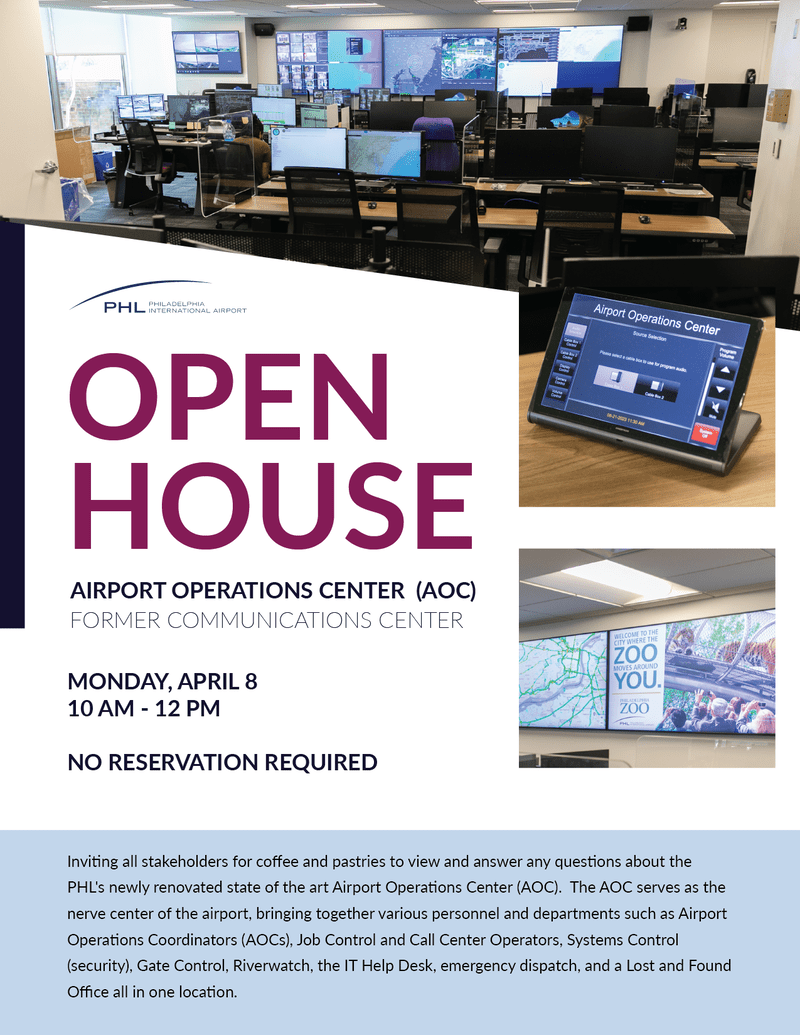 Airport operations center open house April 8. former communications center