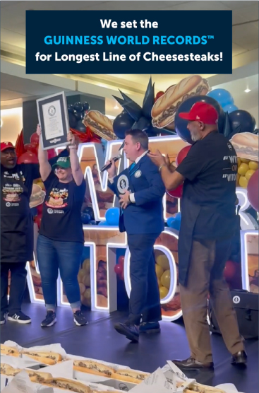 we set the Guinness world records for longest line of cheesesteaks