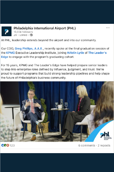 Greg Phillips spoke at the final graduation session of the KPMG Executive Leadership Institute