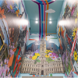 mural of city hall and philadelphia