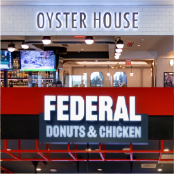 Oyster house, federal donuts store front