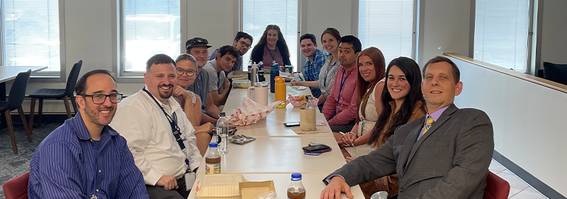 group of YoPros eating lunch