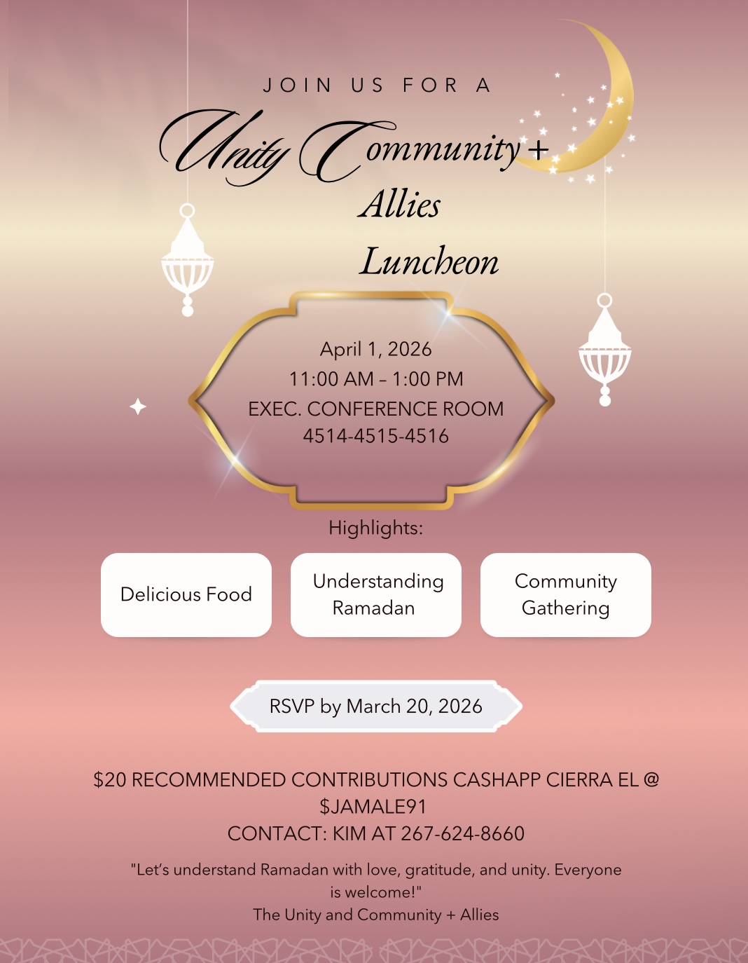 April 1. 11am to 1pm. $20 recommended contribution