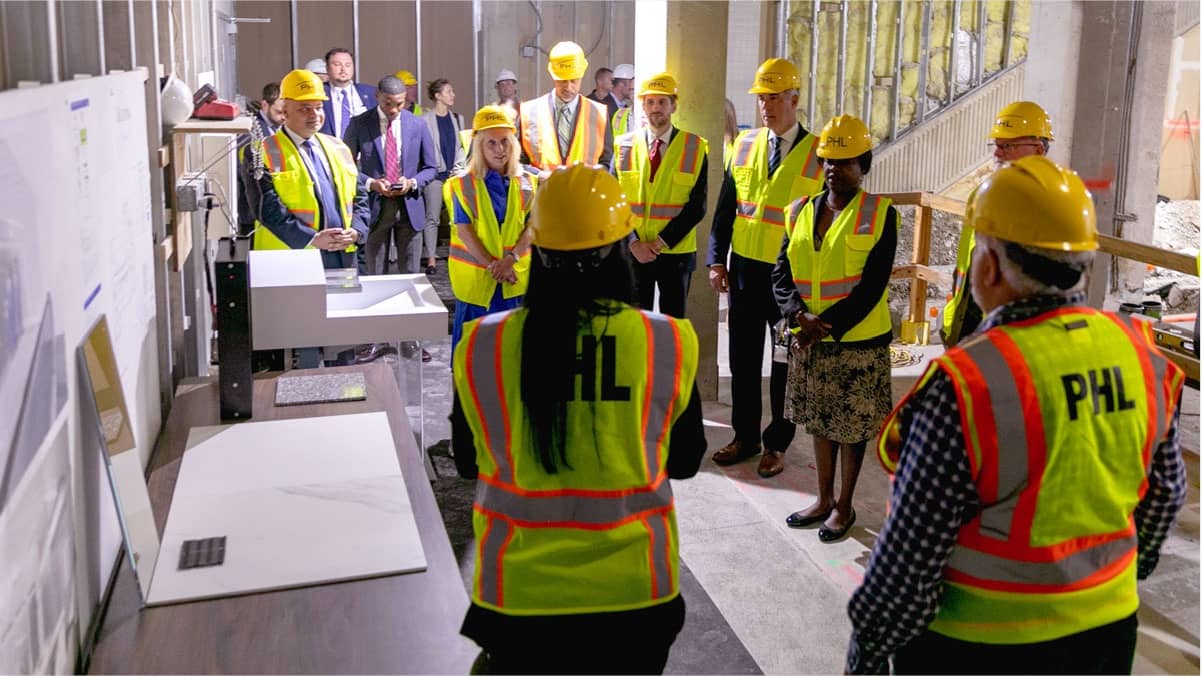 Construction workers at Philadelphia International Airport